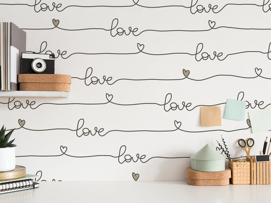 Amora Wallpaper In Study Room with Desk and Sticky Notes