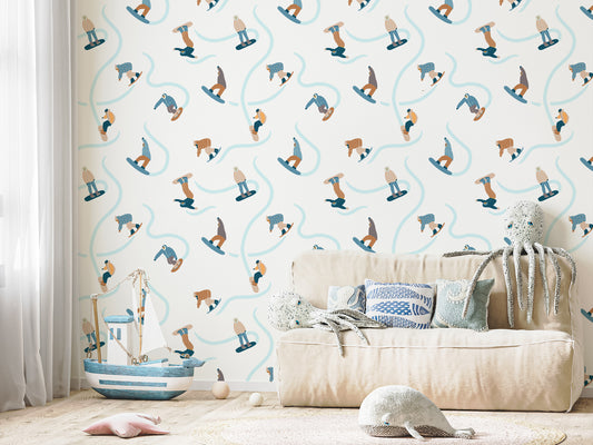 Avery Children's Playroom With Blue Boats, Octopus and Whales