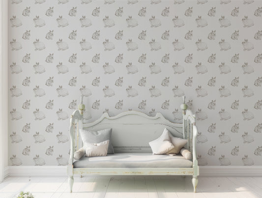 Kristy Wallpaper In Nursery With Baby Blue Rustic Baby Bed