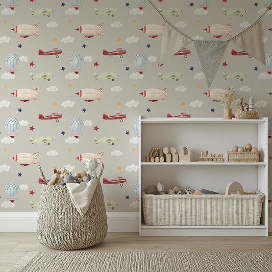 Arlo - Watercolour Aircraft Wallpaper