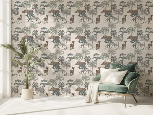 Zinnia Wallpaper In Room With Green Chair And Green Plant In Plant Pot