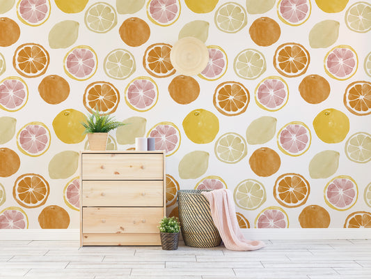 Elara - Citrus Fruit Watercolor Illustrations Wallpaper