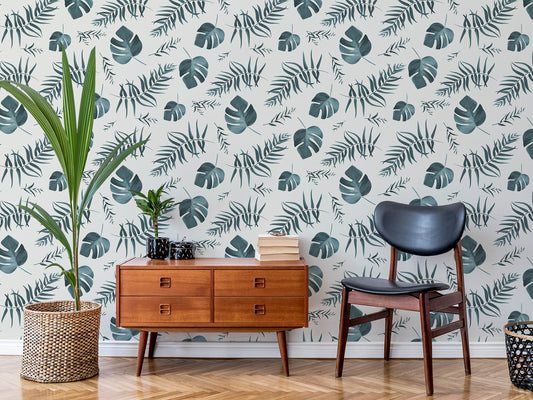 Ivy - Tropical Watercolor Palm Leaves Wallpaper