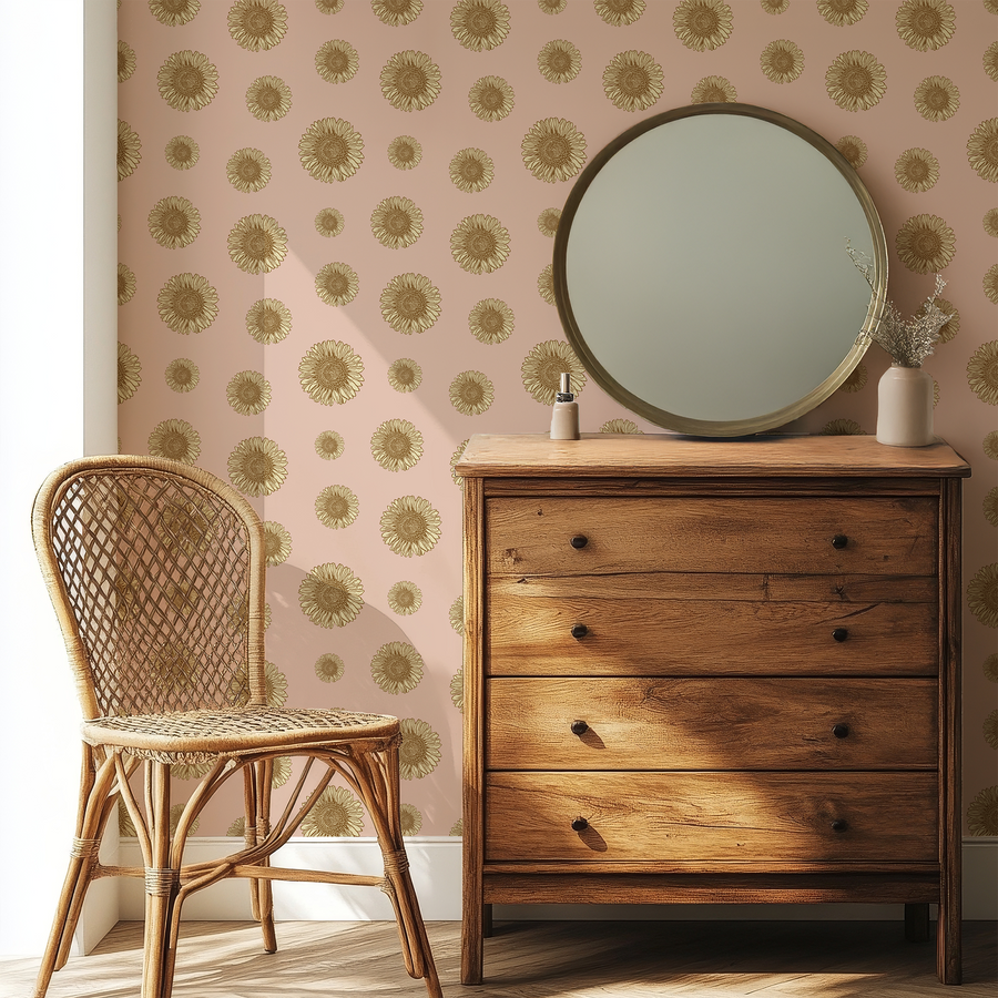 Saffron - Vintage Sunflowers Wallpaper