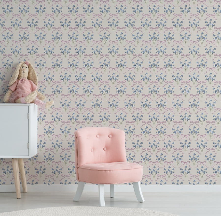 Jean Wallpaper with a pink chair
