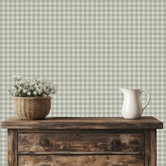 Jemima - Painted Gingham Check Wallpaper