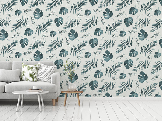 Ivy - Tropical Watercolor Palm Leaves Wallpaper