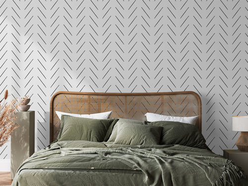 Monchrome Herringbone Removable Peel and Stick Wallpaper 